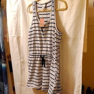 Ladies Black And White Striped shorty romper 3/$25